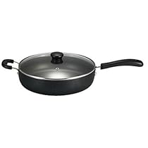 T-fal B36090 Specialty Nonstick Dishwasher Safe Oven Safe Jumbo Cooker Saute Pan with Glass Lid Cookware, 5-Quart, Black
