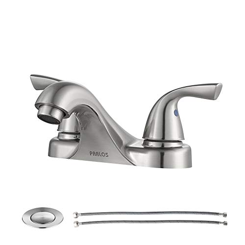 PARLOS TwoHandle Bathroom Sink Faucet with Metal Drain Assembly and Supply Hose, LeadFree cUPC