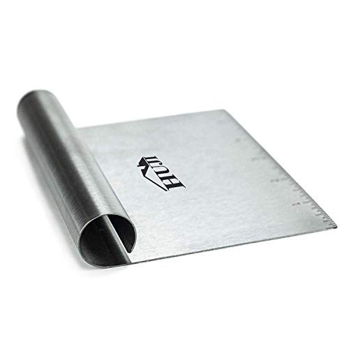 HUJI Stainless Steel Mirror Polished Dough Cutter Scraper Chopper Kitchen Tool (1, Dough Cutter 5.75" X 4.75")