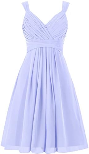 ELLAGOWNS Women's V Neck Chiffon Bridesmaid Dress Short Prom Gown Lavender US 4