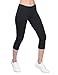 BALEAF Women's Yoga Capri Pants Workout Running Cropped Legging with Inner Pocket Non See Through Black Size M