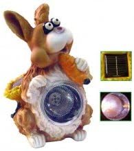 Outdoor Cute Large Solar Powered Bunny Spotlight Holding Carrot 4 LEDs