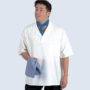 Denny's !00% Cotton Short Sleeve Chef Cook's Shirt, the Lightest and Coolest Top with Inside Breast Pocket (2XL fit chest 52-54 chest) by Dennys