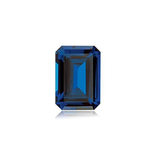 9.94-12.14 Cts of 14x10 mm AAA Emerald Cut Swiss Made Rough Synthetic Blue Sapphire (1 pc) Loose Gemstone