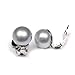 Light Grey Freshwater Cultured Pearl Clip On Ball Stud Earrings For Women .925 Sterling Silver Non Pierced Ear