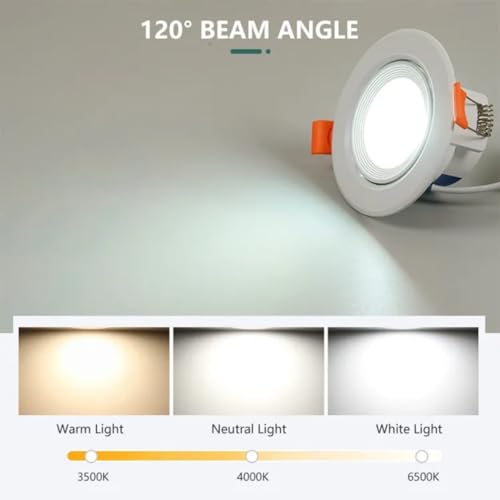 4 Pack LED Downlights - 3 Color Changing to Daylight | Natural White | Warm White - 5W Recessed Ceiling Spot Light - Round Adjustable Tilt Twist - Slim 75mm, Uses for Home, Office, Hotels, Decor