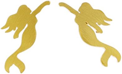 Bamboo Trading Company Gold-Plated Brushed Metal Post Earrings (Mermaid)