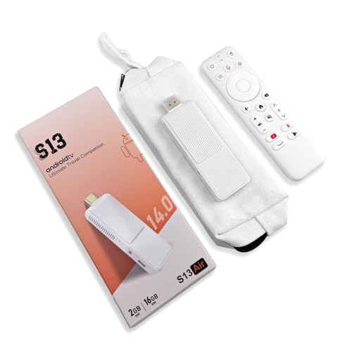 S13 Air Android TV Stick 14.0 RK3518 4K Smart TV Stick WIFI6 Android Streaming Devies 2GB RAM 16GB ROM with BT Voice Remote (with Gift Dust Bag)