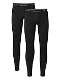 David Archy Men’s 2 Pack Rib Stretchy Winter Warm Base Layer Pants Fleece Lined Thermal Bottoms Long Johns with Fly