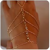 Xerling Boho Finger Ring Bracelets Gold Layered Hand Chains for Women Tassel Slave Hand Harness Rhinestone Charm Bracelets Hand Jewelry
