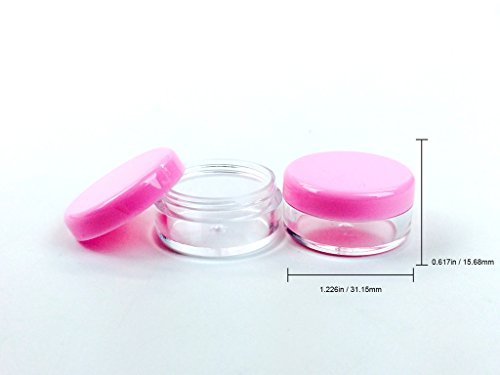 (Quantity: 2000 Pcs) Beauticom 5G/5ML High Quality Round Clear Jars with Pink Lids for Beads, Gems, Glitter, Charms, Small Arts and Crafts Items - BPA Free