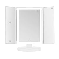 Lighted Vanity Makeup Mirror - Upgraded 36 LED Natural Daylight Trifold Cosmetic Mirror, with HD x1 x2 x3 Magnification, Dimmable Lighting, Dual Power Supply, Best Birthday Gift for Women Teen Girls