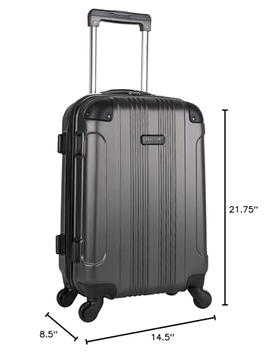 Kenneth Cole REACTION Out of Bounds Lightweight Hardshell 4-Wheel Spinner Luggage, Charcoal, 20-Inch Carry On