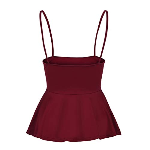 iYBUIA Women's Basic Cotton Camisole Shelf Bra Layering Cami Tank Tops 7 Colors Wine - Thumbnail 2