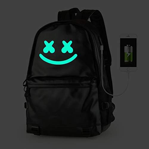 Anti Theft Luminous Laptop Backpack with USB Charging Port, Unisex Backpack College School Travel Backpack Daypack (B)