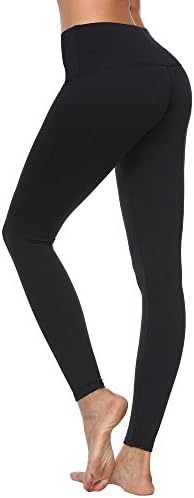 YIVEKO Women Yoga Pants High Waist Hidden Pocket Tummy Control Running Sportswear-Black-M