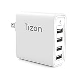 4-port USB Fast Wall Charger (40Watt) w/I+power High speed chip& foldable travel plug, Tizon Voyage for iPhone X, 8/8Plus, 7/7Plus, iPad Pro/Air 2, iPad mini 3,Samsung S8/S7/Edge/Plus&more