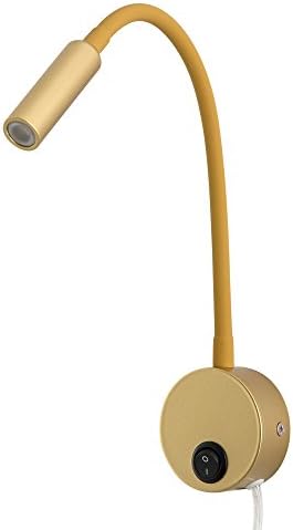 Agese LED Reading Light Wall Sconces Light Golden Finished Warm White 3000K Plug Cable Wall Mounted for Reading (Gold(3000K))