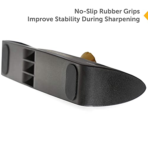 RazorSharp™ Knife Sharpener With Adjustable Angle Guide — Diamond-Coated Ceramic Sharpening Stones for All Knives Including Precision Kitchen, Professional, Chef's Knives — Non-Slip Rubber Edge Grip