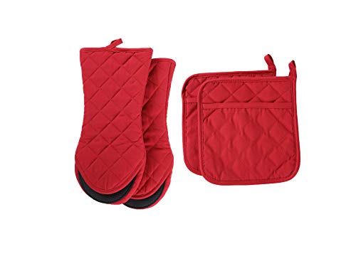 image for ARCLIBER Oven Mitts and Potholders,4PCS Heat Resistant Kitchen Gloves,