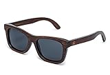 Tree Tribe Bamboo Sunglasses with Hard Case and Microfiber Pouch - Polarized Original Floating Lightweight Wayfarer Style for Men and Women - Brown Frame Black Lens