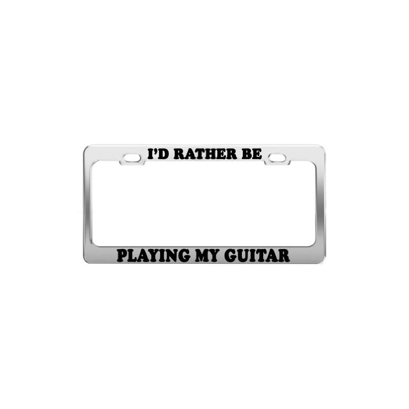 I'd Rather Be Playing Hockey Chrome License Plate Frame - Rustproof Metal With Color Inserts