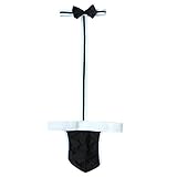 YiZYiF Men's Bow Tie Bodysuit Thong Butler Thong Teddy Costume Sold by SHIFANG