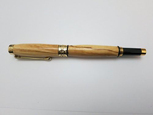 Handcraft Olive Wood Roller Ball Pen with Star of David ring∩