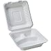 Amazon Basics Compostable 3-Compartment Clamshell Hinged Food Container, 8.74