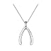 GlitterLounge 925 Silver Wishbone Pendant Necklace High Quality Brilliant Anti-Tarnish Rhodium Mirror Finish Adjustable 16