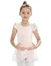 MdnMd Girls' Petal Flutter Sleeve Skirted Leotard
