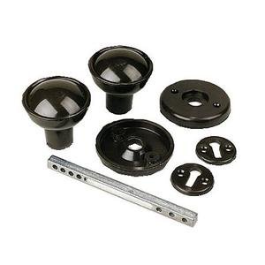 Ironmongery World®Black Plastic Mortice Round Door Gate Shed Knob/Handle