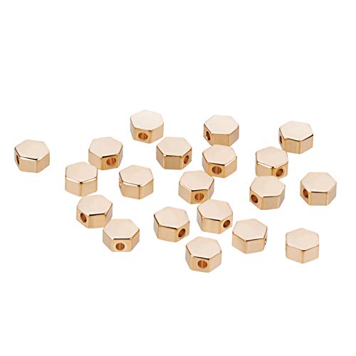 BENECREAT 20 PCS 18K Gold Plated Spacer Beads Metal Beads for DIY Jewelry Making Findings and Other Craft Work - 5x5.5x3mm, Hexagon Shape