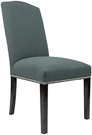 Sole Designs SL3004 Modern Camel Back Style Upholstered Fabric Dining Chair with Silver Nail Head Trim, Set of 2, Charcoal