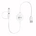 Skiva [Apple MFi Certified][2-Pack] Cord2Go Duo (2.6ft/0.8m) Retractable Flat Charge and Sync 2-in-1 Cable with Lightning & microUSB connectors for iPhone X 8 8Plus 7 7+, Samsung & More [Model:CB145]