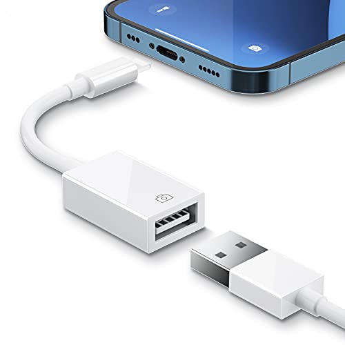 FEINODI Lightning to HDMI Adapter for iPhone/iPad to TV, Dual USB OTG Adapter with Microphone Input for Live-Streaming, MIDI Keyboard, Mouse, HD TV/Projector/Monitor Compatible (Grey)