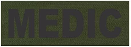 TACTICAL IDENTIFICATION PATCHES Medic Patch - 8.5x3.0 - Black Lettering - OD Green Backing - Hook Fabric
