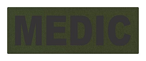 TACTICAL IDENTIFICATION PATCHES Medic Patch - 8.5x3.0 - Black Lettering - OD Green Backing - Hook Fabric