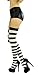 ToBeInStyle Women's Wide Vertical Striped Thigh Hi Stockings - One Size - Black w/White Stripes