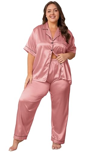 Vozanet Women's Button Down Satin Pajama Sets