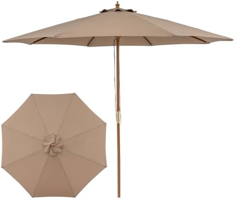 9 ft wood patio umbrella Teak 9 ft. square umbrella