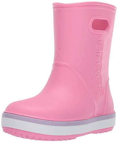 Crocs Unisex Crocband Rain Boot, Pink Lemonade/Lavender, 1 M US Little Kid