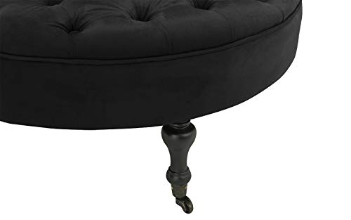 image for Divano Roma Furniture - Round Tufted Microfiber Coffee Table with Cast