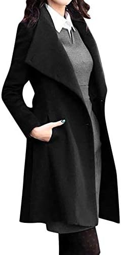 Ladies Belted Jacket Long Sleeve Slim Cut Peacoat Womens Trench Coat Autumn Winter Casual Slim Overcoat