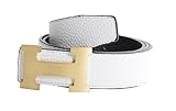 Dinamit Men's H Reversible Leather Belt With Removable Buckle