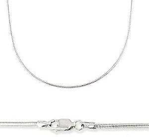 14k Solid White Gold Round Snake Chain 