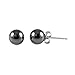 Trustmark 925 Sterling Silver 4mm Created Black Hematine Ball Stud Post Earrings with Rhodium Finish