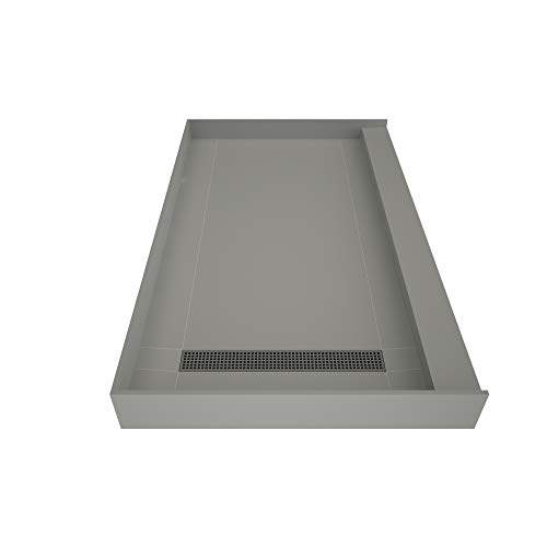 Tile Redi USA T3460L-SCDNBVZ Redi Trench Shower Pan, 60" W x 34" D, Brushed Nickel