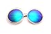 XXL Halo Double Wire Oversized Big Round ROXANNE Bohemian Coachella Sunglasses Color Gold Turquoise Mirror