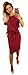 Longwu Women's Elegant Short Sleeve Wear to Work Casual Pencil Dress with Belt Wine Red-S